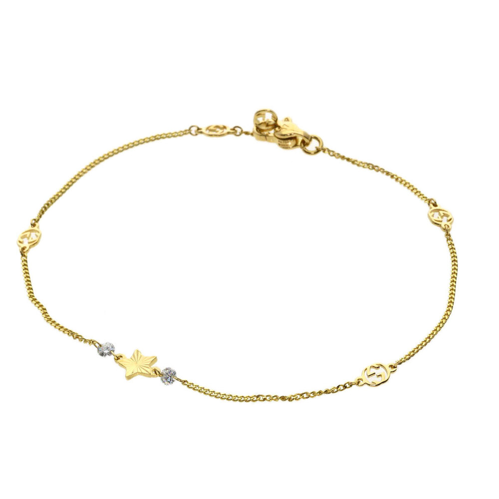 GUCCI 18k Gold Diamond Charm Bracelet